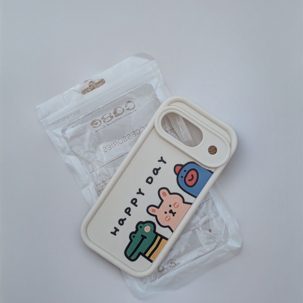 Cute White Phone Case with Cartoon Design